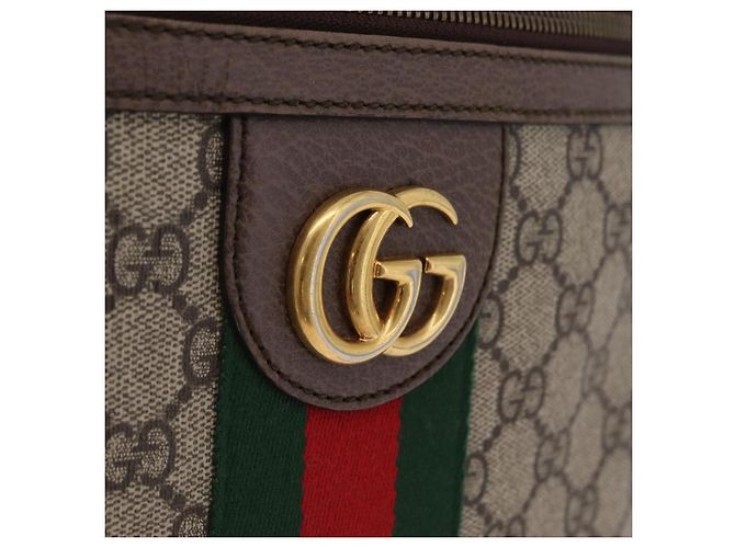 GUCCI GG Supreme Web Sherry Line Bag PVC Beige Gold 547926 - vista 23