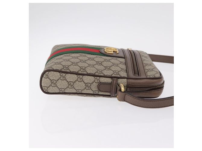 GUCCI GG Supreme Web Sherry Line Bag PVC Beige Gold 547926 - vista 3