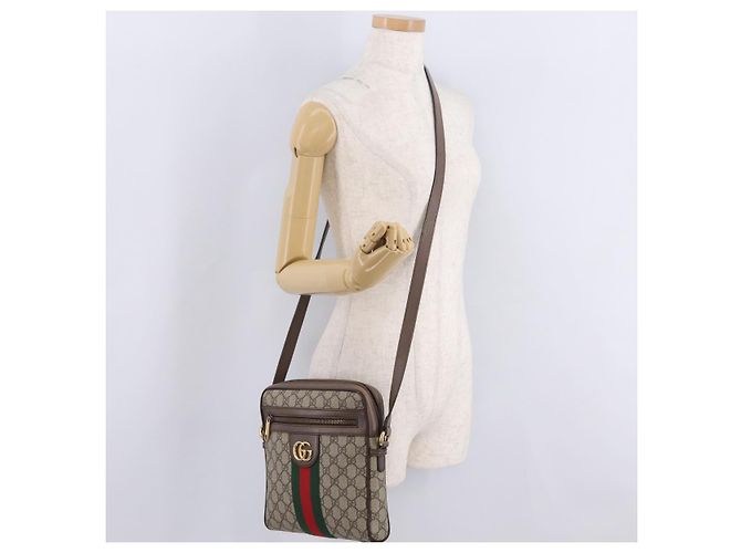 GUCCI GG Supreme Web Sherry Line Bag PVC Beige Gold 547926 - vista 30