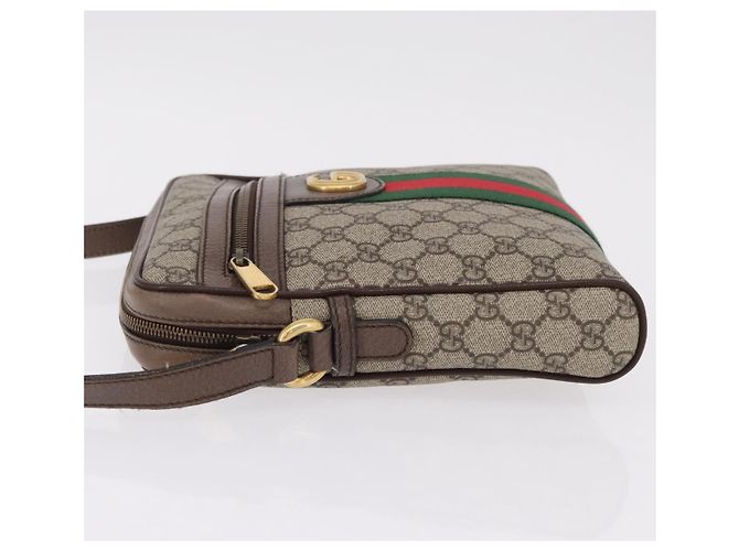 GUCCI GG Supreme Web Sherry Line Bag PVC Beige Gold 547926 - vista 4