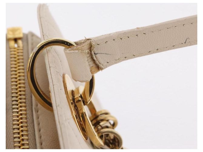 Christian Dior Canage Shoulder Bag Lamb Skin Beige Gold Tone - vista 10