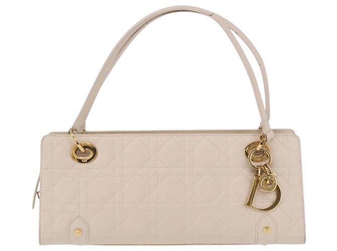 Christian Dior Canage Shoulder Bag Lamb Skin Beige Gold Tone - vista 13