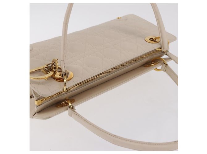 Christian Dior Canage Shoulder Bag Lamb Skin Beige Gold Tone - vista 14