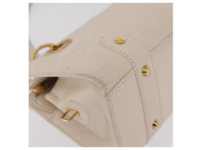 Christian Dior Canage Shoulder Bag Lamb Skin Beige Gold Tone - vista 16