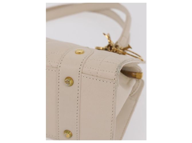Christian Dior Canage Shoulder Bag Lamb Skin Beige Gold Tone - vista 17