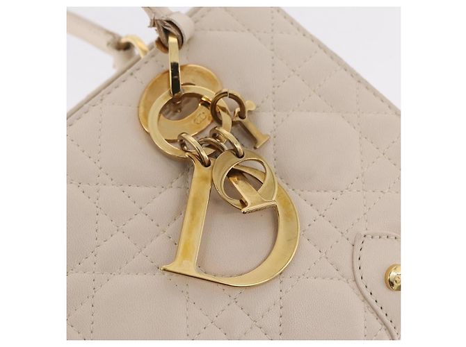 Christian Dior Canage Shoulder Bag Lamb Skin Beige Gold Tone - vista 21