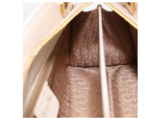 Christian Dior Canage Shoulder Bag Lamb Skin Beige Gold Tone - vista 23