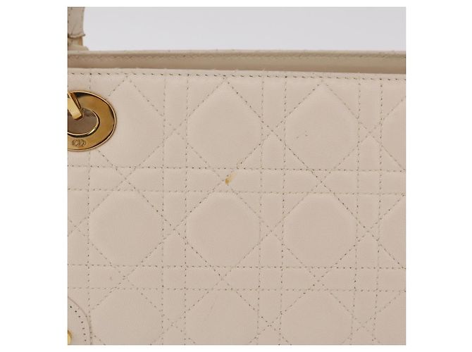 Christian Dior Canage Shoulder Bag Lamb Skin Beige Gold Tone - vista 3