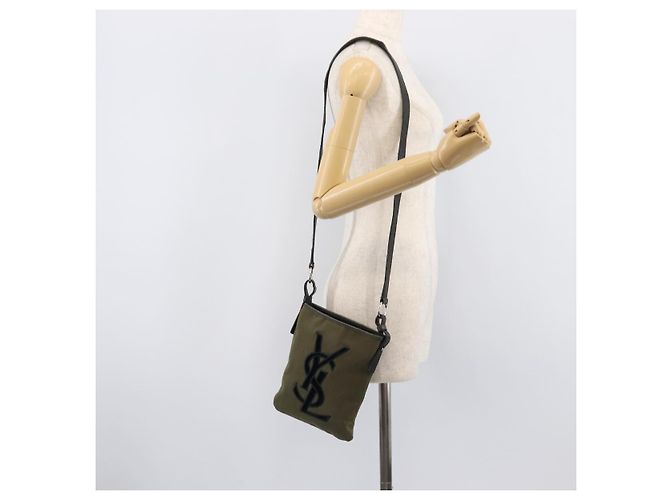 Autre Marque Saint Laurent Kahala Shoulder Bag Canvas Khaki Silver - vista 21