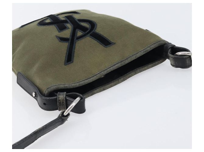 Autre Marque Saint Laurent Kahala Shoulder Bag Canvas Khaki Silver - vista 6