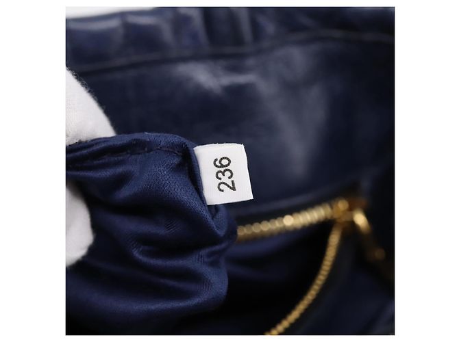 Miu Miu Matelasse Hand Bag Leather 2way Blue Gold Tone - vista 12