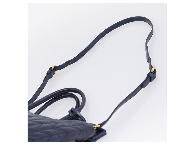 Miu Miu Matelasse Hand Bag Leather 2way Blue Gold Tone - vista 15