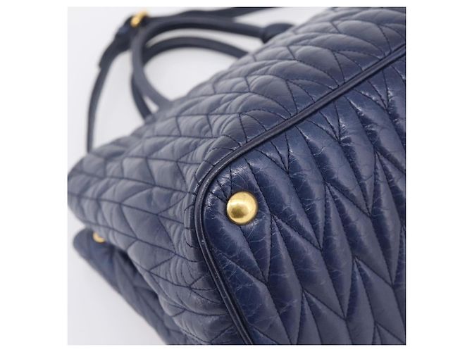 Miu Miu Matelasse Hand Bag Leather 2way Blue Gold Tone - vista 16
