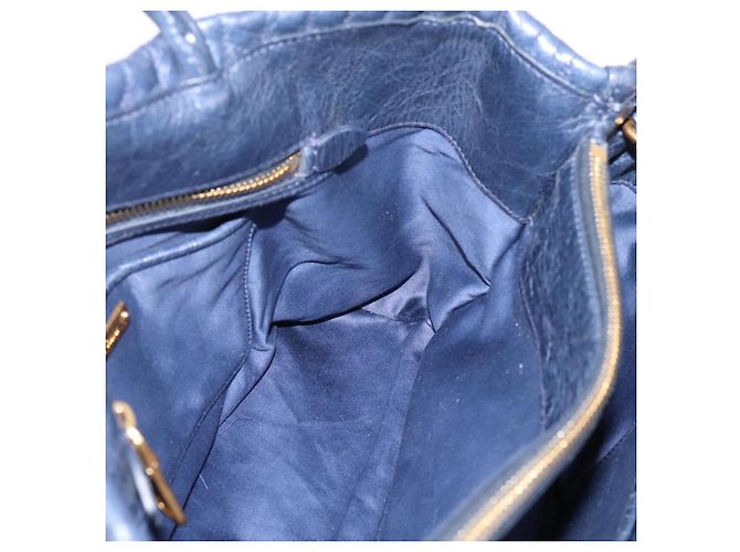 Miu Miu Matelasse Hand Bag Leather 2way Blue Gold Tone - vista 21