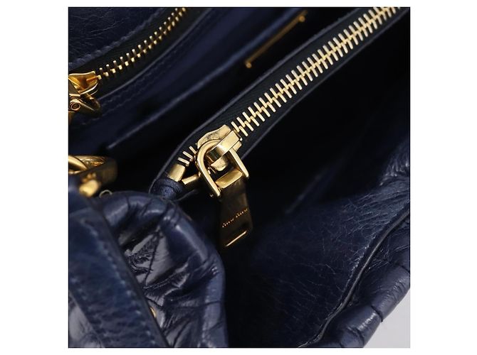 Miu Miu Matelasse Hand Bag Leather 2way Blue Gold Tone - vista 25