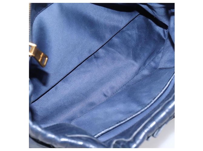 Miu Miu Matelasse Hand Bag Leather 2way Blue Gold Tone - vista 27