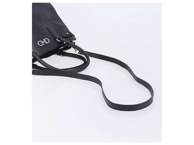 Salvatore Ferragamo Gancini Hand Bag Leather Black Silver - vista 10
