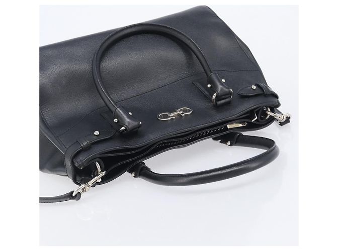 Salvatore Ferragamo Gancini Hand Bag Leather Black Silver - vista 6
