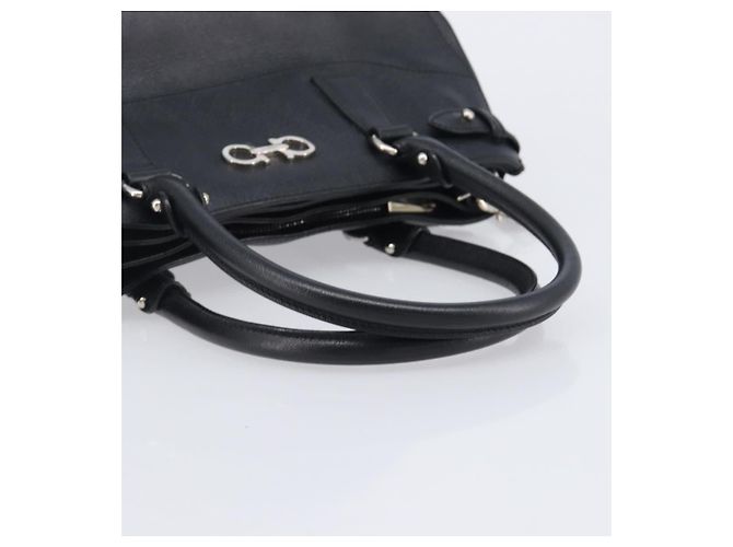 Salvatore Ferragamo Gancini Hand Bag Leather Black Silver - vista 7