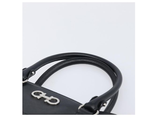 Salvatore Ferragamo Gancini Hand Bag Leather Black Silver - vista 8