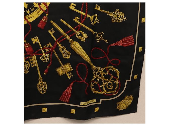 Hermès HERMES Carre 90 Scarf  LES CLES  Silk Black - vista 10