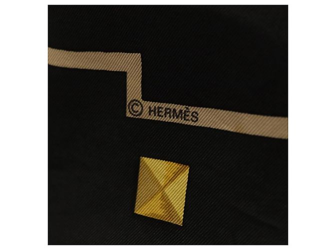 Hermès HERMES Carre 90 Scarf  LES CLES  Silk Black - vista 12