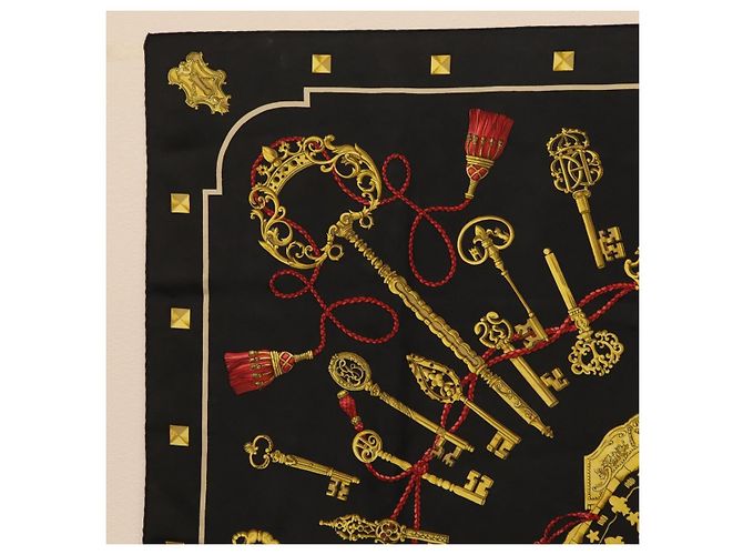 Hermès HERMES Carre 90 Scarf  LES CLES  Silk Black - vista 2