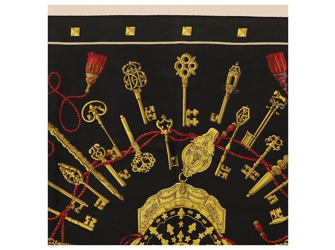 Hermès HERMES Carre 90 Scarf  LES CLES  Silk Black - vista 3
