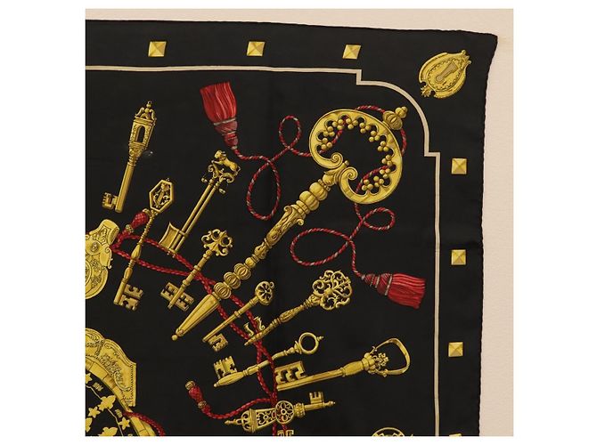 Hermès HERMES Carre 90 Scarf  LES CLES  Silk Black - vista 4