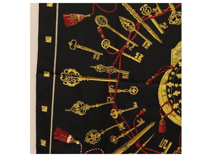 Hermès HERMES Carre 90 Scarf  LES CLES  Silk Black - vista 5