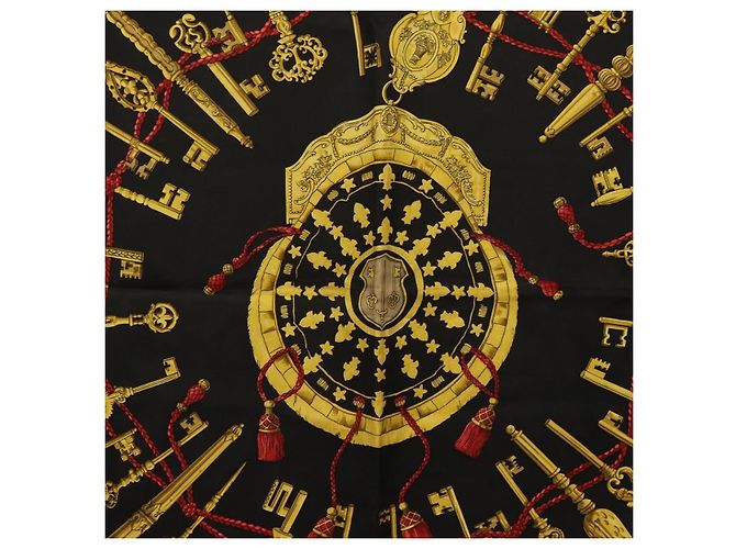 Hermès HERMES Carre 90 Scarf  LES CLES  Silk Black - vista 6