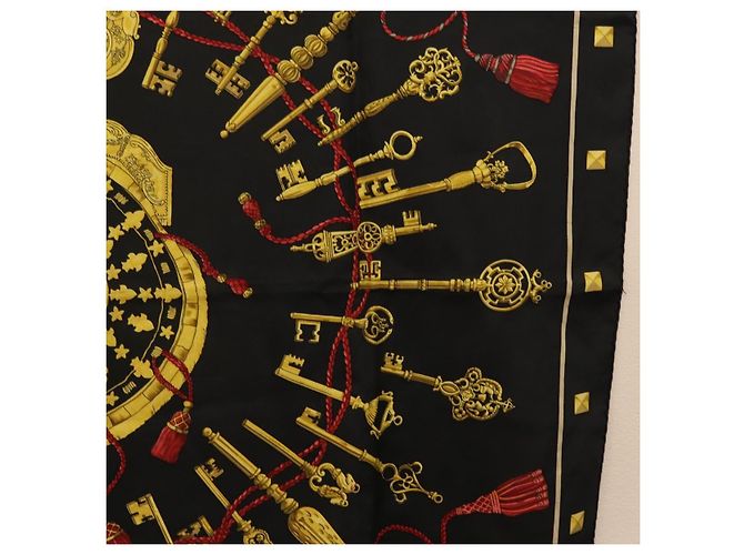 Hermès HERMES Carre 90 Scarf  LES CLES  Silk Black - vista 7