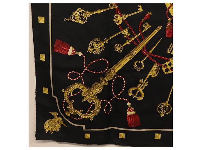 Hermès HERMES Carre 90 Scarf  LES CLES  Silk Black - vista 8