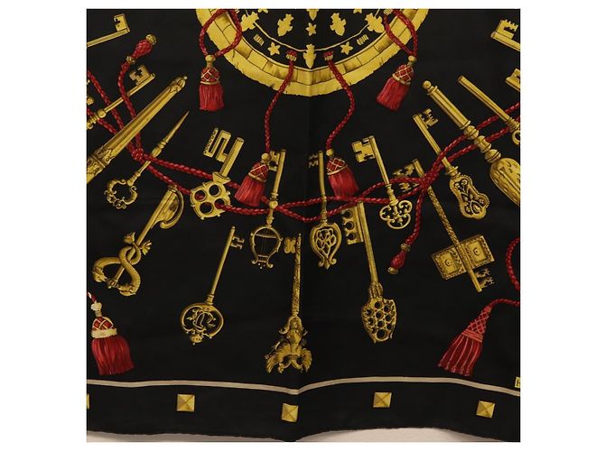 Hermès HERMES Carre 90 Scarf  LES CLES  Silk Black - vista 9