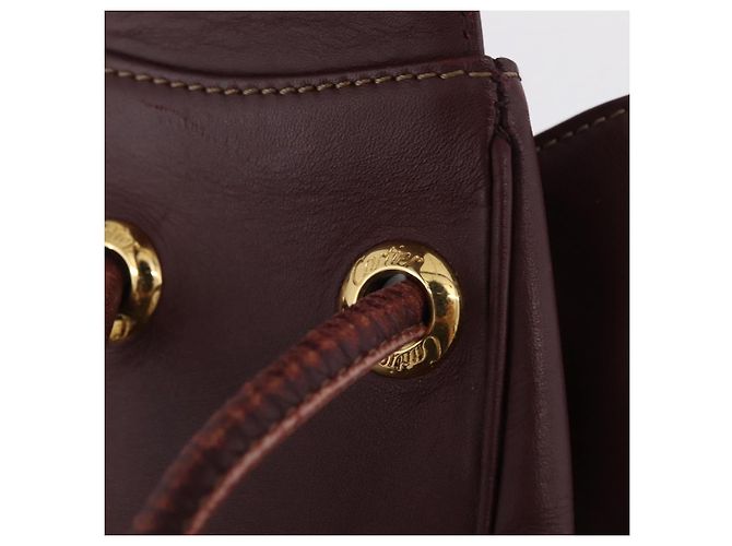 Cartier Must Line Shoulder Bag Leather Bordeaux Gold - vista 17
