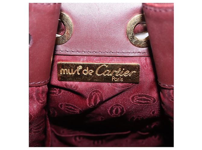 Cartier Must Line Shoulder Bag Leather Bordeaux Gold - vista 18