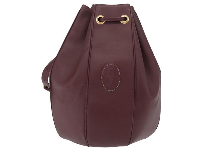 Cartier Must Line Shoulder Bag Leather Bordeaux Gold - vista 2