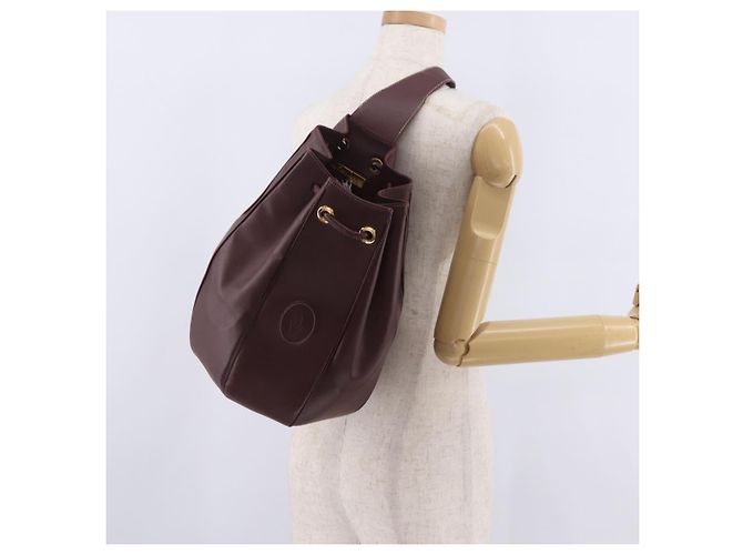 Cartier Must Line Shoulder Bag Leather Bordeaux Gold - vista 24