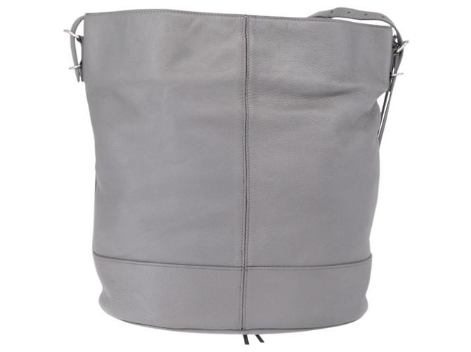 Balenciaga Paper Drop Bucket Shoulder Bag Leather Silver 357327 - vista 3