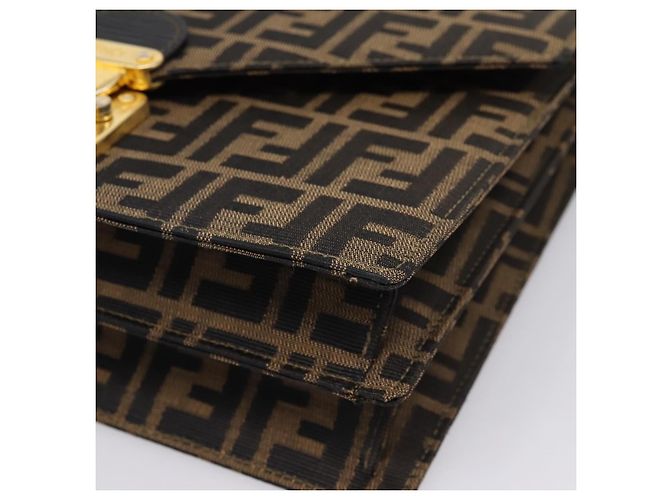 FENDI Zucca Canvas Mamma Baguette Hand Bag Black Brown - vista 10