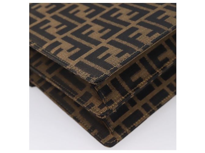 FENDI Zucca Canvas Mamma Baguette Hand Bag Black Brown - vista 13