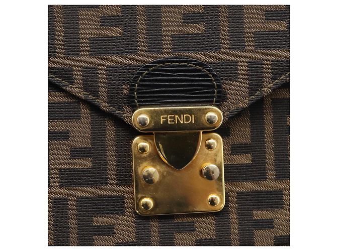 FENDI Zucca Canvas Mamma Baguette Hand Bag Black Brown - vista 14