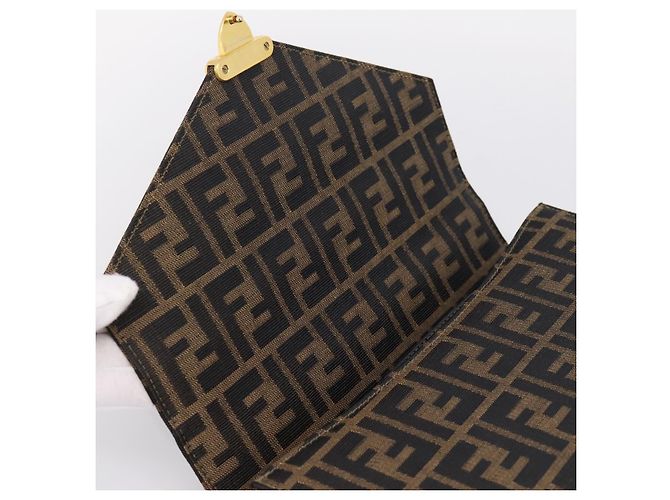 FENDI Zucca Canvas Mamma Baguette Hand Bag Black Brown - vista 16