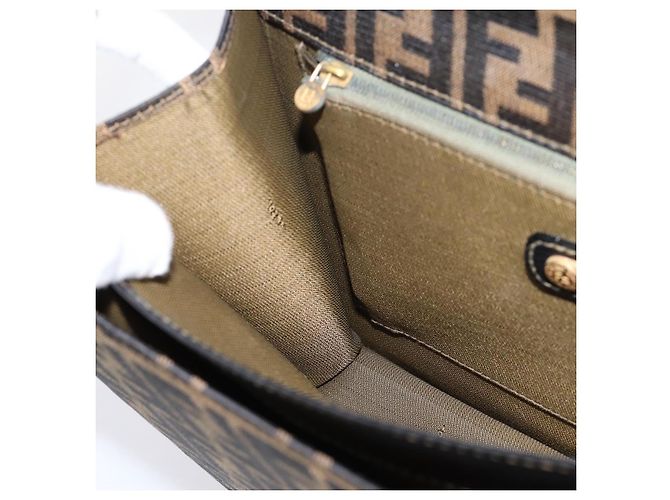 FENDI Zucca Canvas Mamma Baguette Hand Bag Black Brown - vista 20