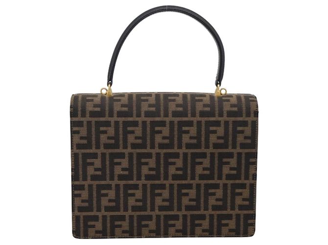 FENDI Zucca Canvas Mamma Baguette Hand Bag Black Brown - vista 3