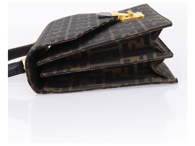 FENDI Zucca Canvas Mamma Baguette Hand Bag Black Brown - vista 4
