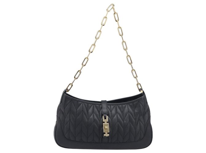 GUCCI Jackie Chain Shoulder Bag Leather Black Gold 001 4032 - vista 13