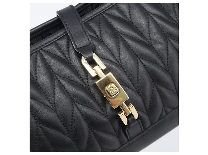 GUCCI Jackie Chain Shoulder Bag Leather Black Gold 001 4032 - vista 18