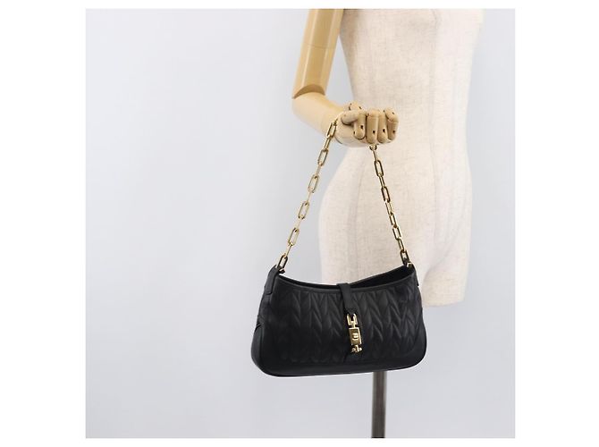 GUCCI Jackie Chain Shoulder Bag Leather Black Gold 001 4032 - vista 24