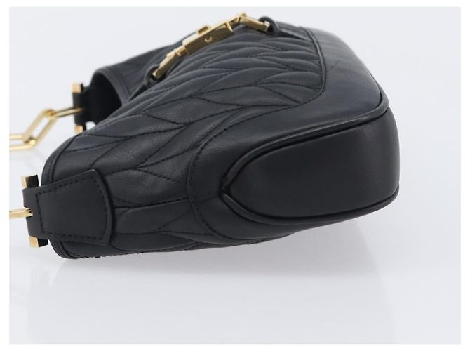 GUCCI Jackie Chain Shoulder Bag Leather Black Gold 001 4032 - vista 4